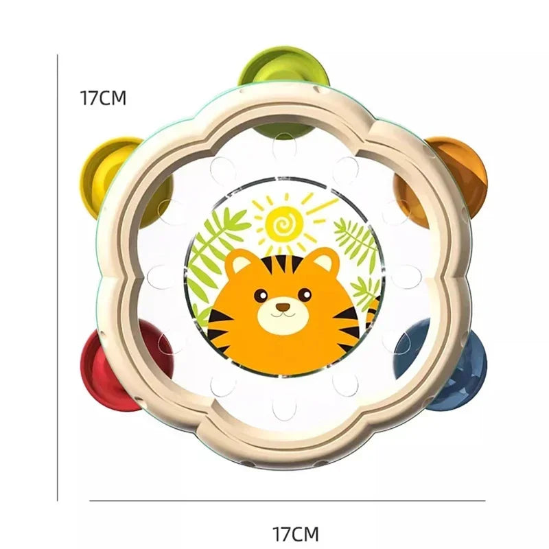 Tambor Musical Infantil - Brinquedo Montessori para Bebês 1-3 Anos - Desenvolvimento Motor e Musical - Certificação CE - Dawndesslo