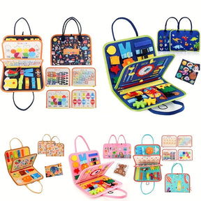 Busy Board Montessori Gowinbaby - Brinquedo Sensorial para Viagem com Atividades de Motricidade Fina para Crianças 3-6 Anos