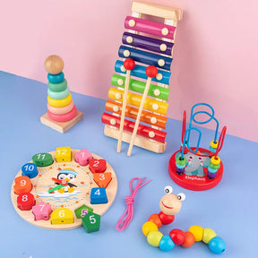 Quebra-Cabeça 3D de Madeira Montessori QWZ - Brinquedo Educativo com Temas Animais, Profissões e Música para Crianças 0-6 AnosBirthday Gifts