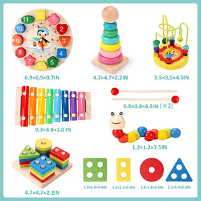 Quebra-Cabeça 3D de Madeira Montessori QWZ - Brinquedo Educativo com Temas Animais, Profissões e Música para Crianças 0-6 AnosBirthday Gifts