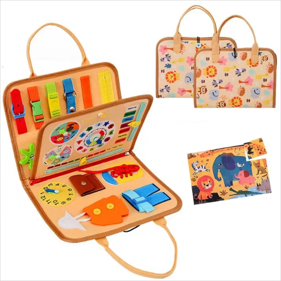 Busy Board Montessori Gowinbaby - Brinquedo Sensorial para Viagem com Atividades de Motricidade Fina para Crianças 3-6 Anos