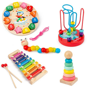 Quebra-Cabeça 3D de Madeira Montessori QWZ - Brinquedo Educativo com Temas Animais, Profissões e Música para Crianças 0-6 AnosBirthday Gifts