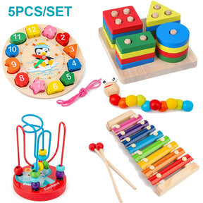 Quebra-Cabeça 3D de Madeira Montessori QWZ - Brinquedo Educativo com Temas Animais, Profissões e Música para Crianças 0-6 AnosBirthday Gifts