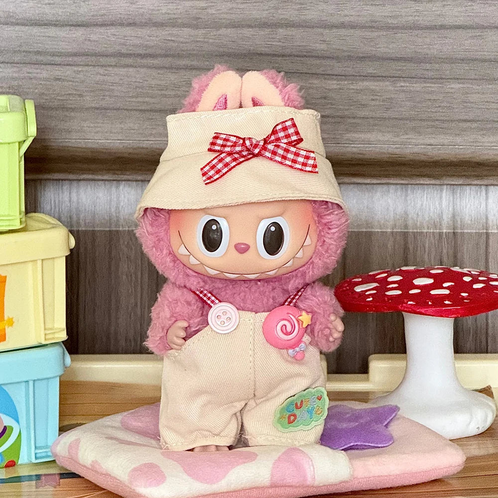 Conjunto de Roupas para Boneca Labubu 17cm - Vestido e Chapéu | Presente Infantil